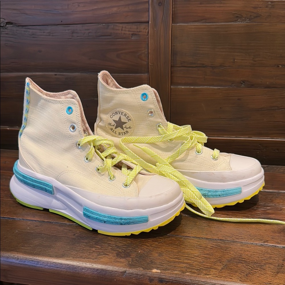 Converse High-Top Sneakers in Cream and Yellow